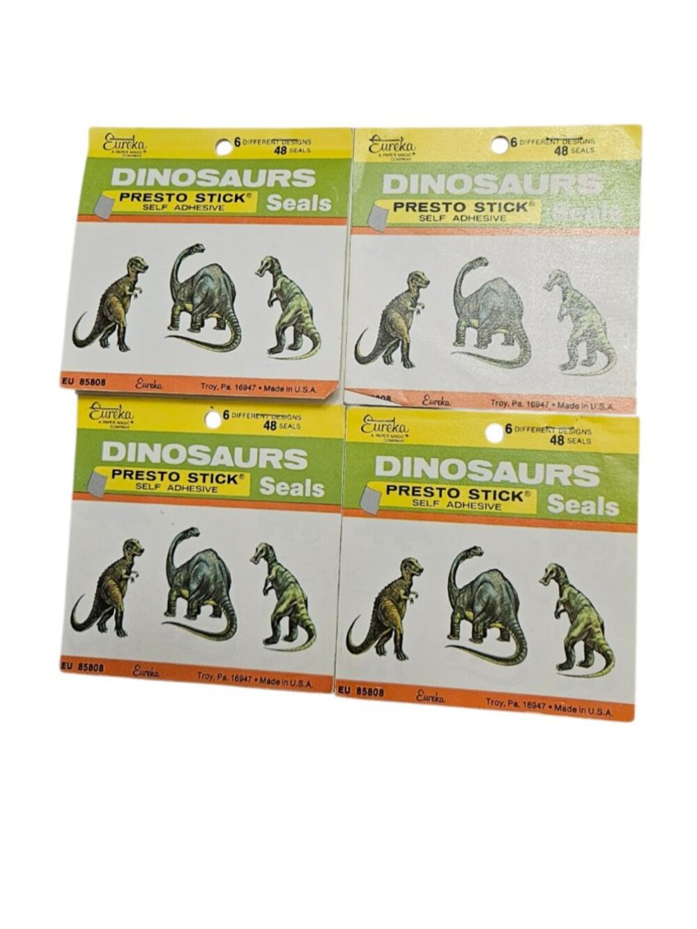 Vintage Eureka Dinosaur Sticker Books Lot 4 Presto Stick Seals NOS USA